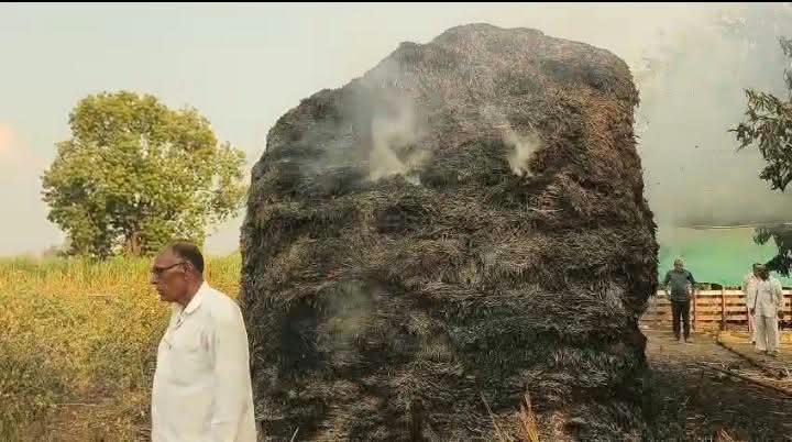 सावदे येथे ज्वारीच्या चाऱ्याला भीषण आग; हजारो पेंढ्या जळून खाक!